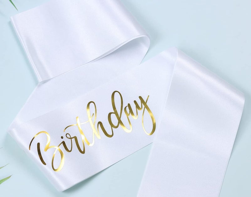 Docooniver Happy 27th Birthday Sash for Women,Men,Girls and Boys,It's my 27th Birthday Sash White with Gold Foil Lettering. - Image 3